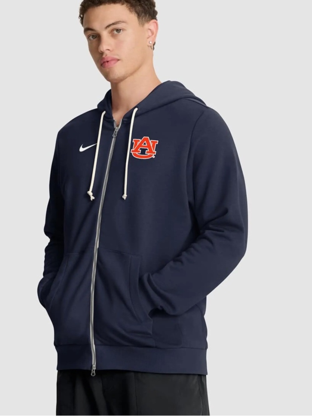 Navy Hoodie with Orange Auburn Patch and White Swoosh
